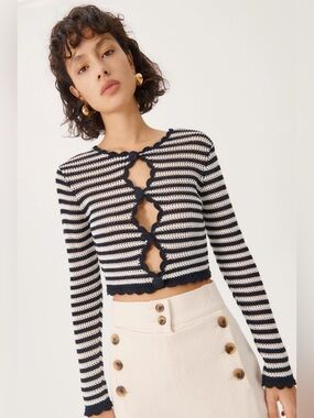 ALEXA CHUNG ‘Coralie’ Crochet Cardigan 100% Cotton